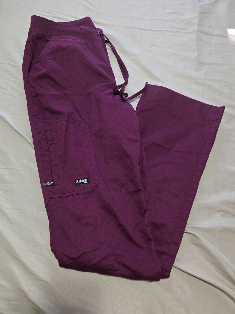 Grey's Anatomy Wide Leg Scrub Pants in Deep Plum